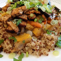 A delightful and healthy dinner: smoked tofu w/ vegetables and quinoa